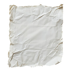 Obraz premium A wrinkled, crumpled piece of white paper with uneven edges.