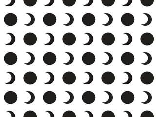 Black moon crescent pattern seamless