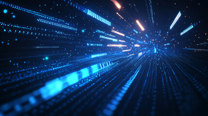 Abstract speed movement of arrows. Energy arrow with speed light effect. Isolated glowing web sign on dark blue technology background. Low poly wireframe vector illustration in futuristic style.