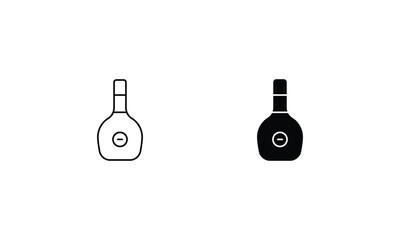Rose Wine icons set line and glyph vector stock illustration