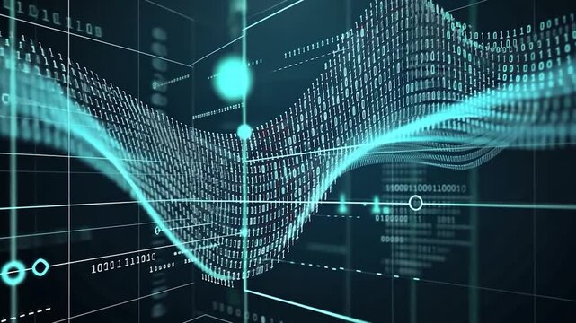 Abstract Digital Wave: Binary Code Flowing Through Cyberspace