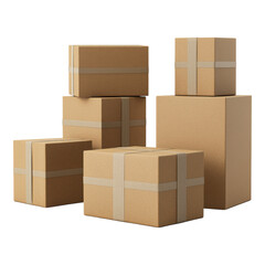 Obraz premium A collection of various brown cardboard boxes stacked in different sizes, showcasing simple packaging design.