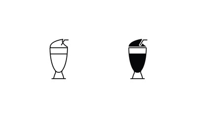 Ice Cream Float icons set line and glyph vector stock illustration