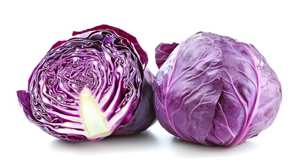Fototapeta premium Piece of fresh purple cabbage on white