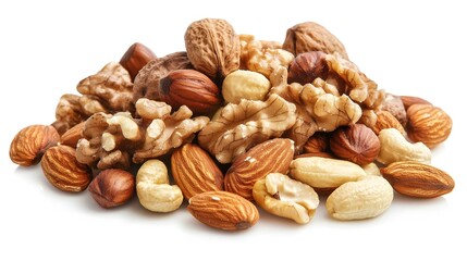 pile of nuts on a white background