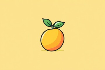 This charming cartoon-style peach, emphasized by a lively yellow background, brings forth a sense of playfulness, youthfulness, and delightfulness through its design.