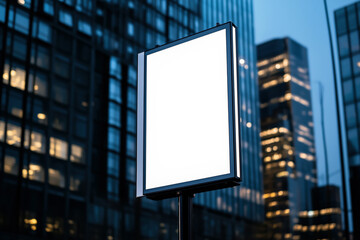 White mock up billboard on a modern city background