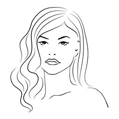 Beautiful woman with curly hair. Isolated vector illustration