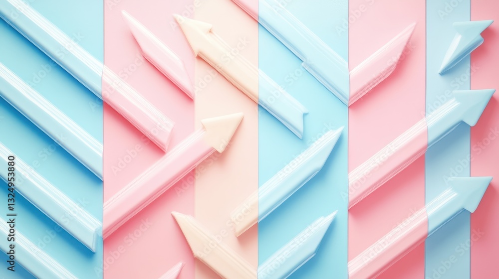 Poster colorful arrows in vibrant shades create a dynamic pattern against a softly blended background, depi