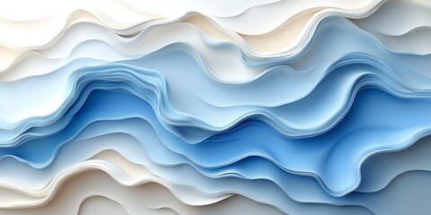 Fototapeta premium Abstract blue and white waves