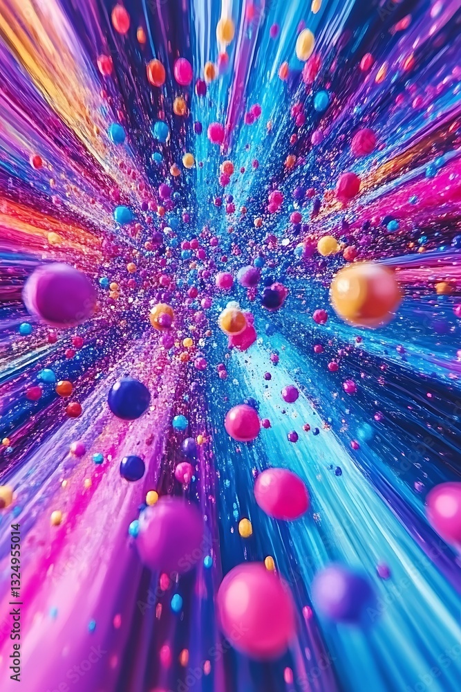 Aufkleber abstract splash of vibrant colors and levitating spheres creating a cosmic effect