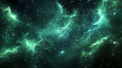 Fototapeta premium Emerald galaxy: a celestial tapestry of green stardust. Astral Luster. Illustration