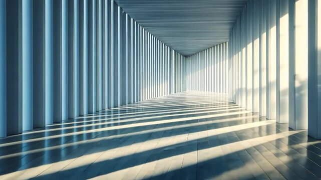 Sunlit Architectural Corridor: A Study in Light and Space