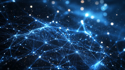 Internet management. Teamwork concept. Puzzle on smartphone screen. Email Vector low poly wireframe in the form of a starry sky, consisting of points, lines, and shapes in the form of stars.