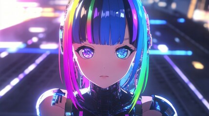 Neon Cyberpunk Idol: A Futuristic Digital Portrait