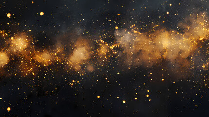 Abstract explosion of golden sparks: a cosmic burst of light and energy. Astral Luster. Illustration