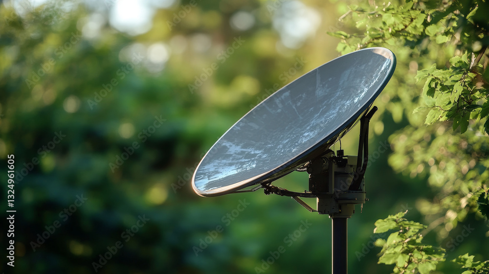 Poster abstract technology digital communication background. the digital data is transmitted via satellite 