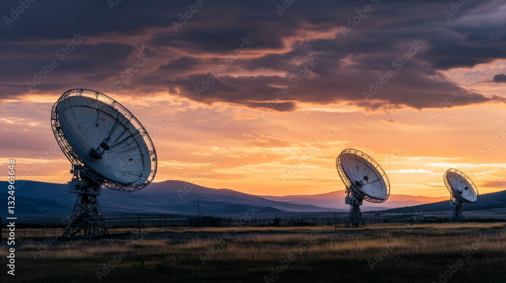 Poster abstract technology digital communication background. the digital data is transmitted via satellite 
