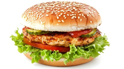 chicken burger isolated on white background