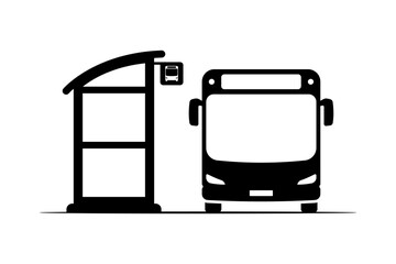 Bus stop icon. Black silhouette. Front side view. Vector simple flat graphic illustration. Isolated object on white background. Isolate.