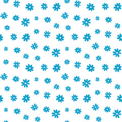 Small blue green flowers isolated on white background. Cute monochrome seamless pattern. Vector simple flat graphic illustration. Texture.