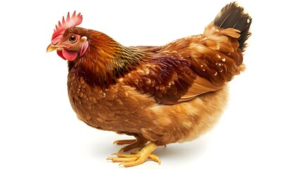 Fototapeta premium Brown hen on white background
