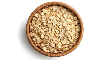 Bowl of oatmeal isolated on white background top