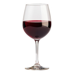 A wine glass filled with deep red wine, showcasing its elegant curves and inviting color.