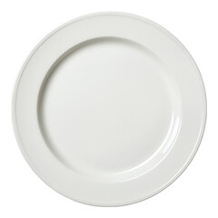 A simple, round white plate with a smooth surface and subtle rim design.