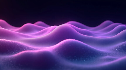 Obraz premium Abstract fluid 3D render with a black background and holographic, iridescent neon curved wave in motion. Abstract fluid iridescent holographic curved wave in motion colorful gradient design