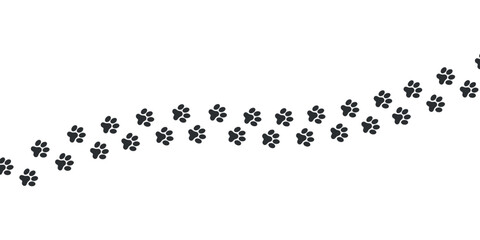 Pet Footprints - Sequence of Pet Footprints in a Wavy Line. Side Seamless Connection.