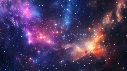 Naklejka premium Cosmic sparkle: a celestial tapestry of stars and nebulae. Astral Luster. Illustration