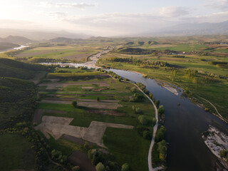 Sunset view of Struma river, Bulgaria