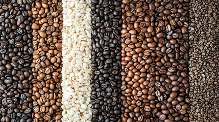 Set of fresh roasted coffee beans isolated