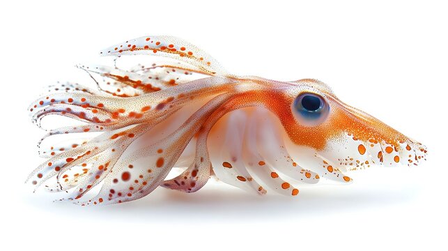 Rossia Pacifica Squid Isolated on White Background
