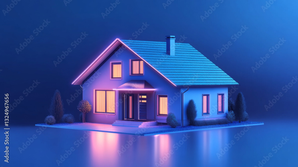 Poster iot concept. smart home connection and control with devices through home network. internet of things