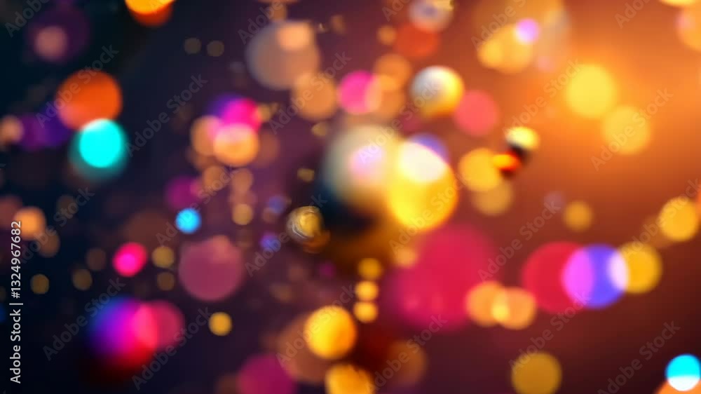 Poster vibrant bokeh light movement: colorful dot patterns and dynamic visuals in soft focus