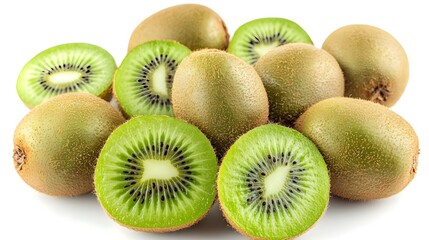 Fototapeta premium Many fresh kiwi on white background
