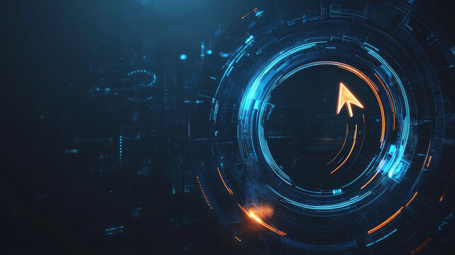 Abstract two arrows go around on a dark blue background. Digital exchange and money transfer concept. Low poly wireframe vector illustration in futuristic hologram style. Polygonal recycle symbol.