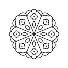 abstract flower. Simple mandala design for coloring. Vector floral mandala. Geometric ornamental mandalas. bold and easy coloring pages, mandala victor. mandala illustration. mandala line art
