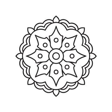 Simple mandala design for coloring. Vector floral mandala. Geometric ornamental mandalas. bold and easy coloring pages, mandala victor. mandala illustration. mandala line art