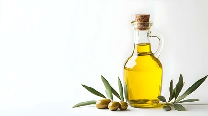 Bottle of olive oil isolated on white