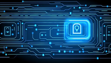 Obraz premium Digital location security, data protection in circuit background