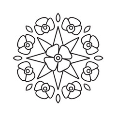 Simple mandala design for coloring. Vector floral mandala. Geometric ornamental mandalas. bold and easy coloring pages, mandala victor. mandala illustration. mandala line art