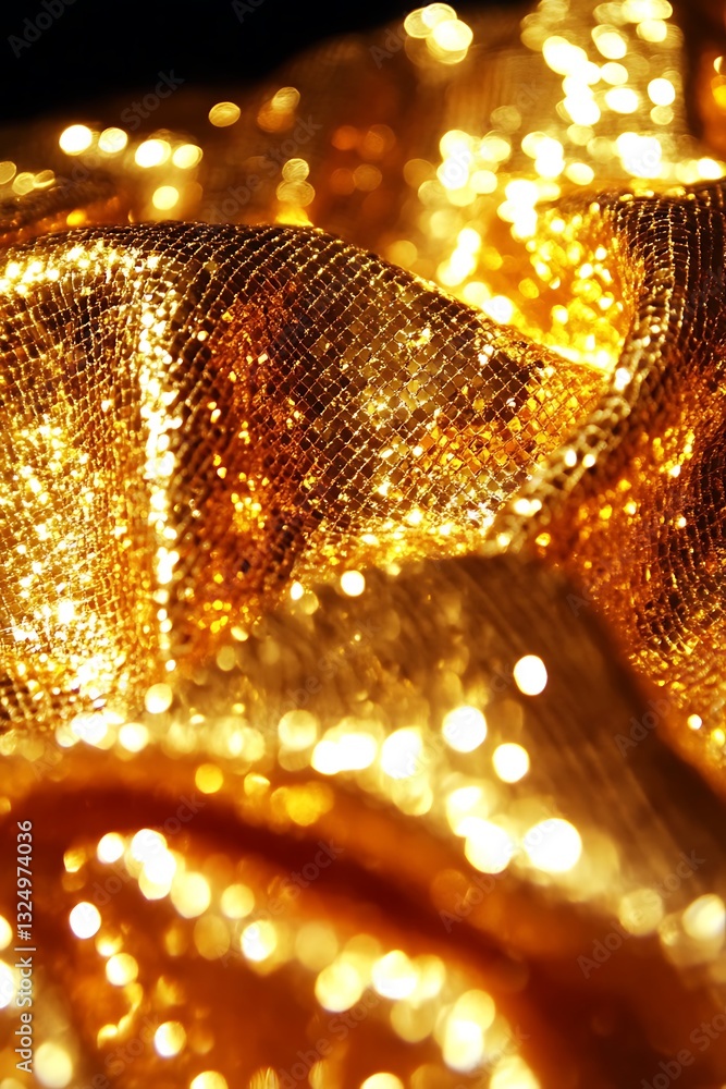 Aufkleber luxurious golden fabric with bokeh lights adding depth and glamour