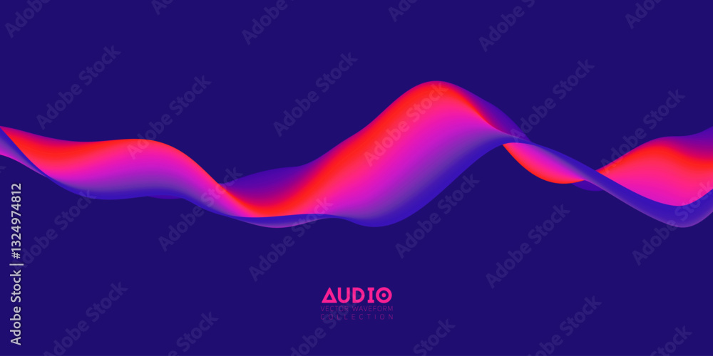 Poster gradient sound wave abstract background. colorful flow of music wave. vector vibrant fluid splash.