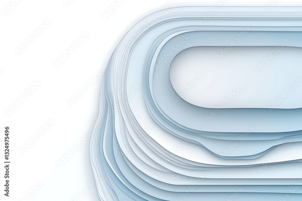 Poster softly layered paper cut design with subtle gradients and curved shapes