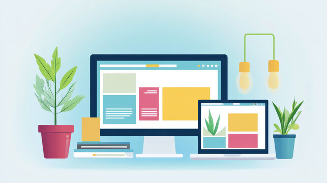 Web design and coding in internet page development languages. Designer develops site layout in programming languages and scripts. Banner concept of process of creating mobile Internet websites.