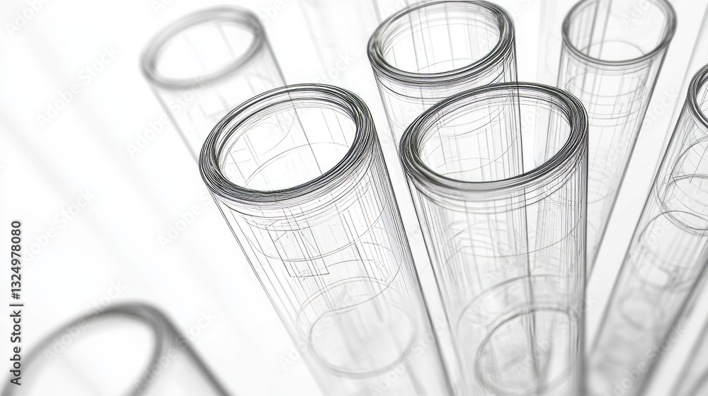 Poster test tubes isolated from low poly wireframe on white background. science and analyses. vector abstra