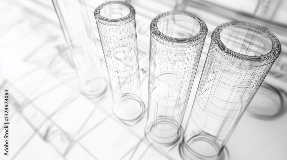 Poster test tubes isolated from low poly wireframe on white background. science and analyses. vector abstra